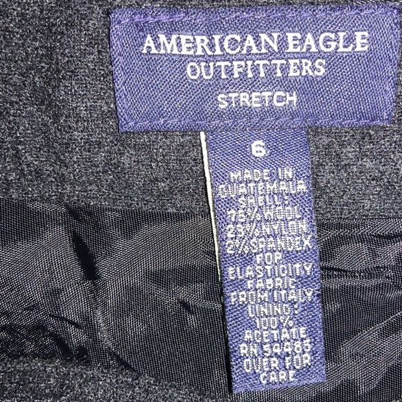 American Eagle gray wool blend mini skirt Sz 6 front zip stretch - Picture 4 of 5